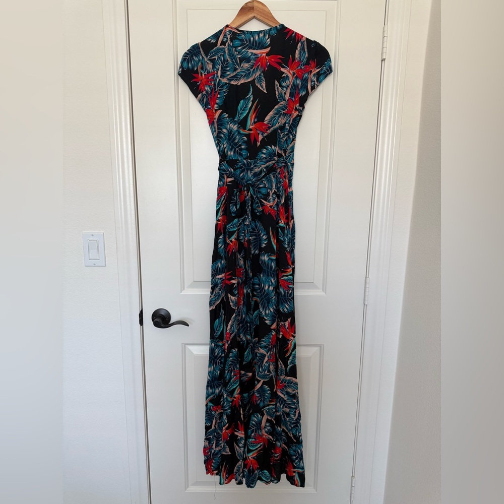 Anthropologie XIX Palms Ibiza Black Floral Maxi Wrap Dress Bohemian Vacation S - Picture 4 of 9